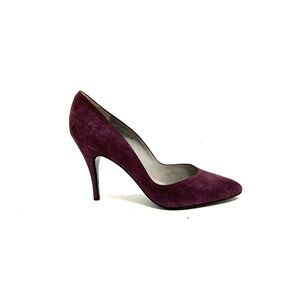 Vintage 1990s deadstock purple suede embossed slip on stiletto heels